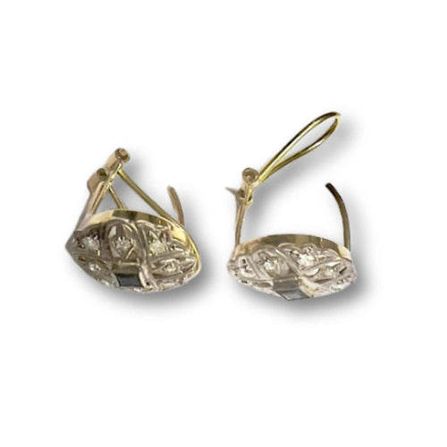 Boucles d'oreilles Boucles d'oreilles design Art Déco en or et platine avec diamants et saphirs 58 Facettes Q832A