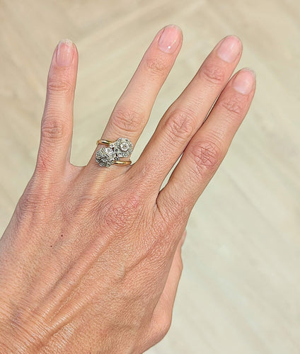 Bague Bague fleurs toi & moi Art Nouveau 58 Facettes