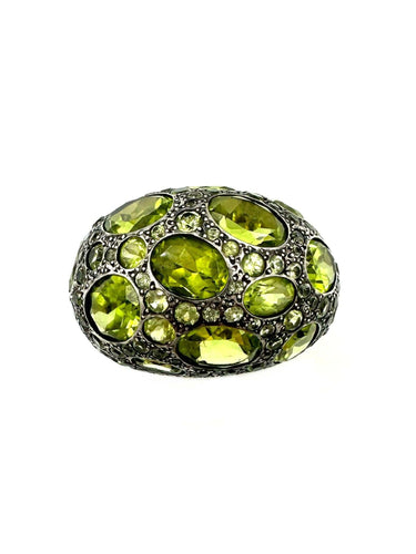 Bague 51 POMELLATO. Collection Tabou, bague or et argent ornée de péridots 58 Facettes