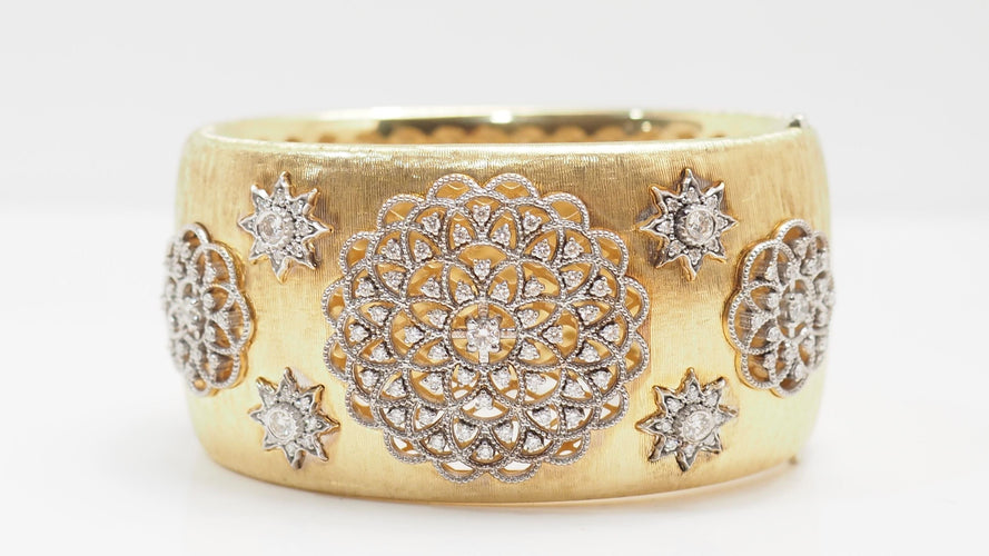 Bracelet 17cm Bracelet manchette or bicolore et diamants 58 Facettes 32265