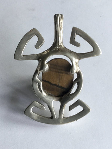 Pendentif Pendentif en Argent & Pierre Œil de Tigre 58 Facettes 598538