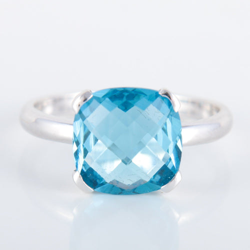 Bague 52 Bague Solitaire Topaze bleue 58 Facettes 8384