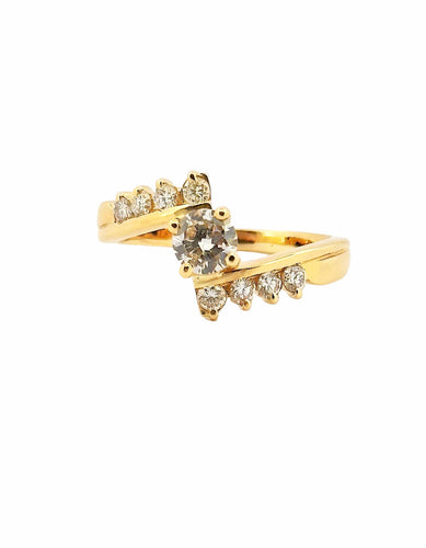 Bague 54 Bague croisée or jaune diamants 58 Facettes