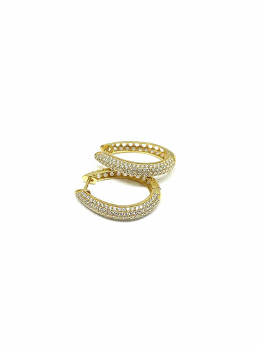 Boucles d'oreilles Créoles en or jaune, diamants synthétiques 58 Facettes