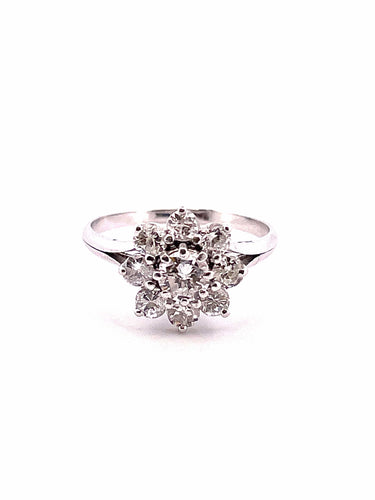 Bague 56 Bague marguerite platine diamants 58 Facettes