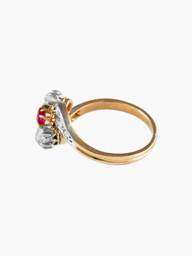 Bague Bague ancienne trilogie rubis diamants 58 Facettes