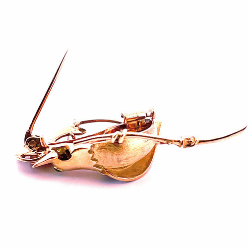 Broche Broche Oiseau Or Jaune, décor émail 58 Facettes