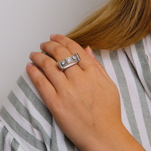 Bague 59 Bague Trilogie Or blanc Diamants 58 Facettes