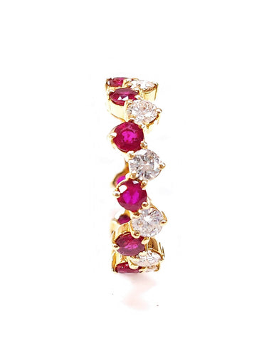 Bague 53 Alliance diamants et rubis 58 Facettes ALL.ZIG.R.