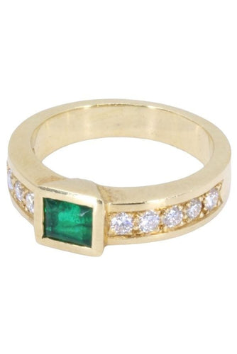 Bague 56 BAGUE MODERNE ÉMERAUDE DIAMANTS 58 Facettes 075681
