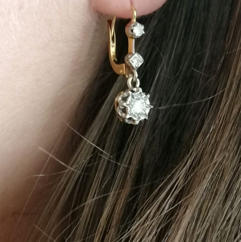 Boucles d'oreilles Boucles d'oreilles Dormeuses 2 Ors et Diamants 58 Facettes 3084