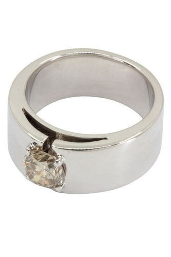 Bague 57 SOLITAIRE MODERNE DIAMANT CHAMPAGNE 1.10 CARAT 58 Facettes 039511