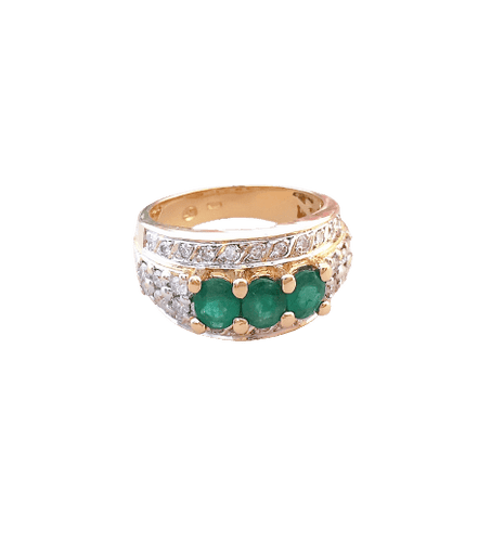 Bague 55 Bague Emeraudes, Diamants et Or 58 Facettes AA 1540