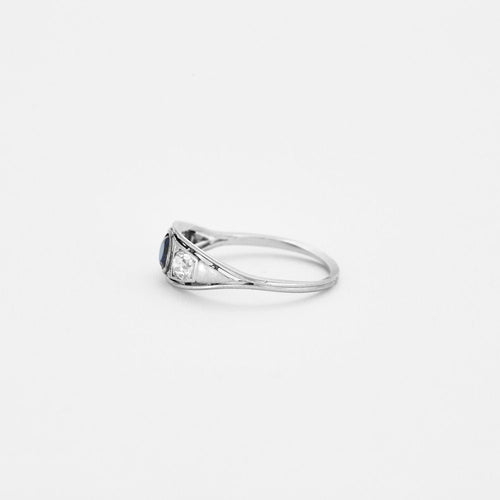 Bague 62 Bague Jarretière Platine Saphir de synthèse Diamants 58 Facettes 67/2