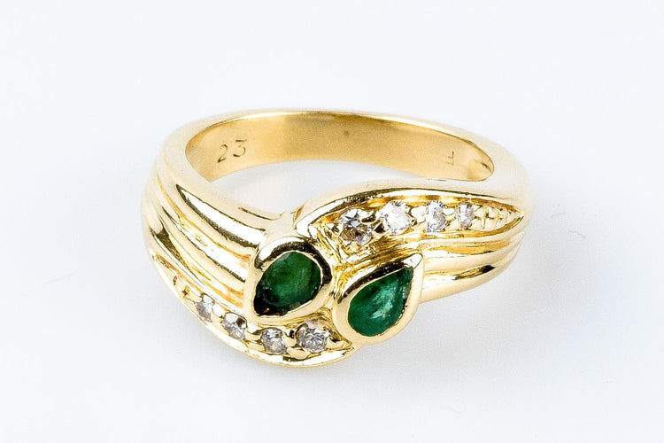 Bague 52 Bague diamants émeraudes en or massif 58 Facettes