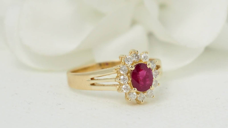 Bague 56 Bague Marguerite Rubis Diamants 58 Facettes 32370