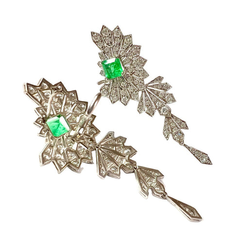 Boucles d'oreilles BOUCLES D'OREILLES EMERAUDES DIAMANTS 58 Facettes Q917A