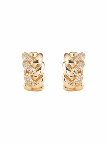 Boucles d'oreilles Cartier - Boucles d'oreilles pavage diamants et or jaune 58 Facettes