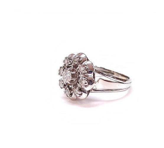 Bague 53 Bague Marguerite diamant, or et platine 58 Facettes Bag.Entg.Dt.916