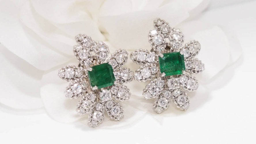 Boucles d'oreilles Boucles d'oreilles émeraudes et diamants 58 Facettes 30089