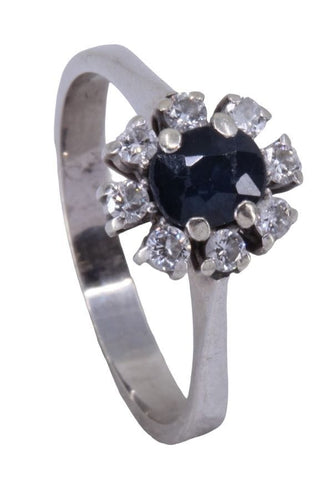 Bague 61 BAGUE MARGUERITE SAPHIR ET DIAMANTS 58 Facettes 073511
