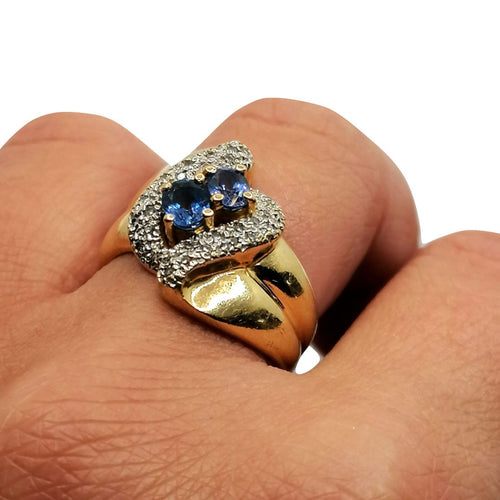 Bague 57 Bague or jaune diamants et saphirs 58 Facettes 3817