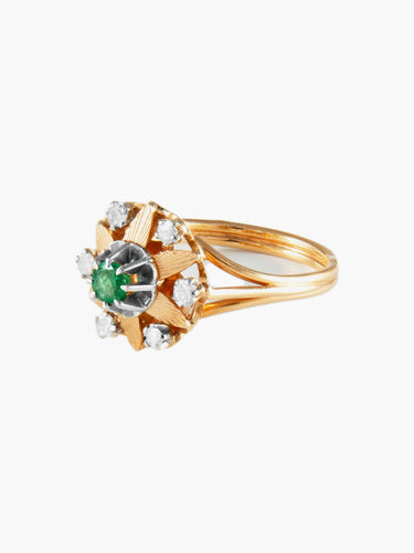 Bague 50 Bague Vintage 2 Ors Emeraude Diamants 58 Facettes