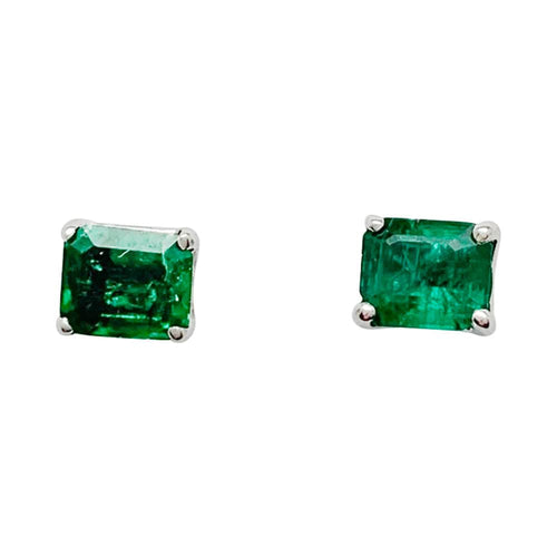 Boucles d'oreilles Boucles d'oreilles or blanc émeraudes. 58 Facettes 32093