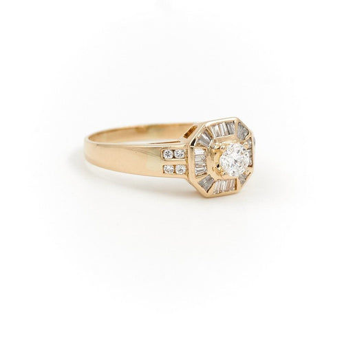 Bague 59 Bague Art déco Or jaune Diamant 58 Facettes 1887727CN