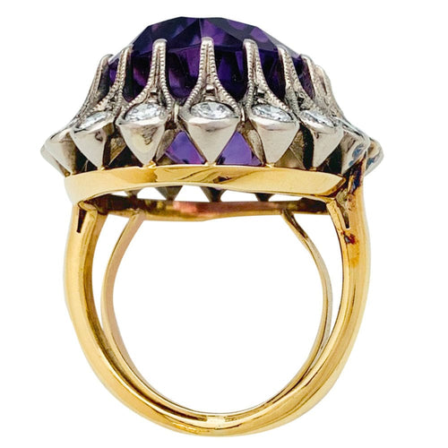 Bague 53 Bague en or et argent début du XX eme siècle, améthyste et diamants. 58 Facettes 31774
