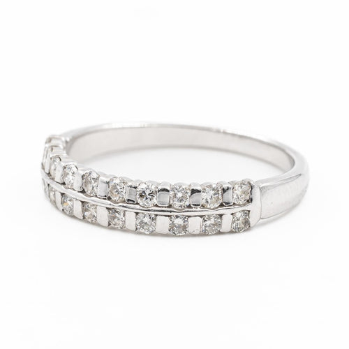 Bague 55 Bague Demi alliance Or blanc Diamant 58 Facettes 2092894CN