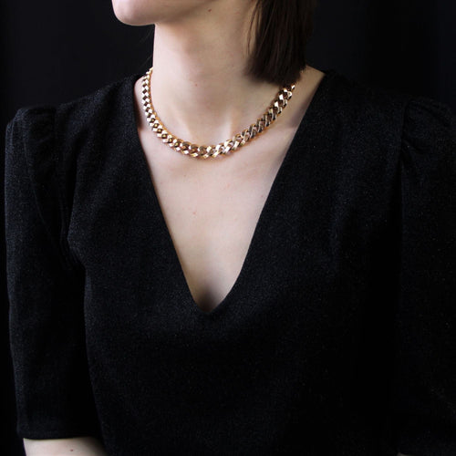 Collier Collier ancien en or gourmette en chute 58 Facettes 23-088