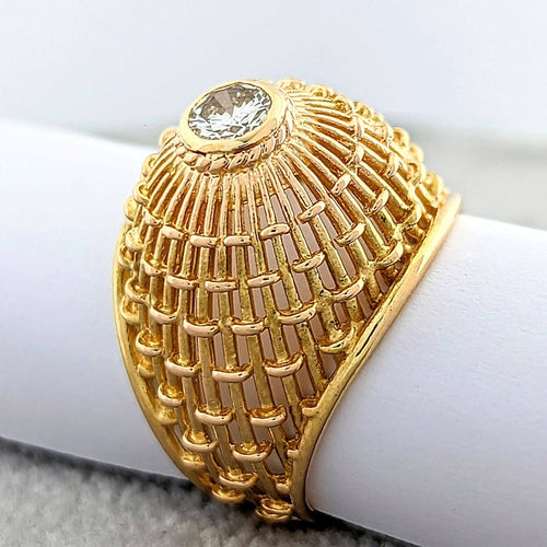 Bague Bague ajourée en or jaune et diamant 58 Facettes 14895