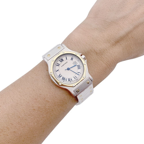 Montre Montre Cartier, "Santos Octogonale", acier et or. 58 Facettes 33048