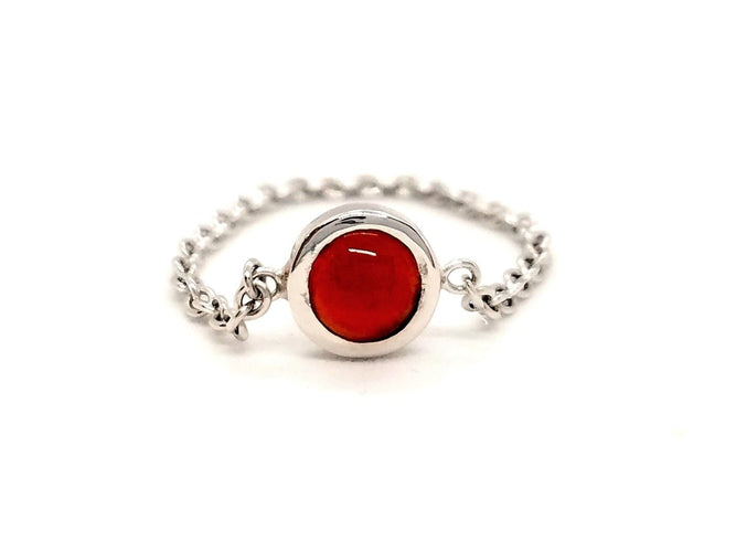 Bague 56 Bague Chaînette Or blanc Cornaline 58 Facettes 843305CD