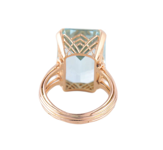 Bague BAGUE "SOUVERAINE" OR JAUNE & AIGUE-MARINE 58 Facettes BO/220116