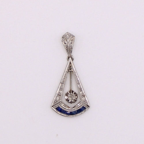Pendentif Pendentif Art Déco motif pendule diamants et saphirs 58 Facettes