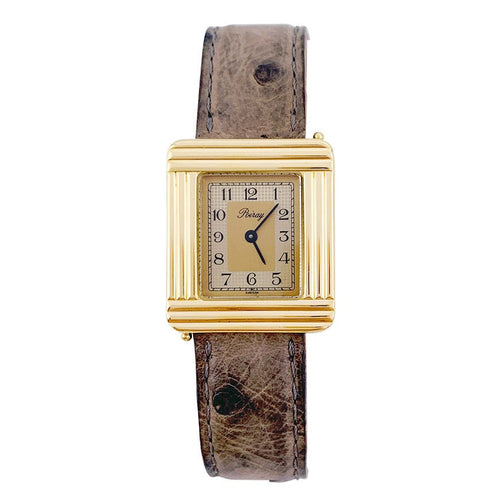 Montre Montre Poiray, Ma Première, en or jaune, bracelet cuir interchangeable. 58 Facettes 32581