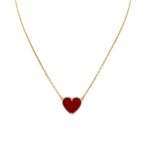 Collier Van Cleef & Arpels, "Lucky Alhambra Coeur", cornaline. 58 Facettes 32614