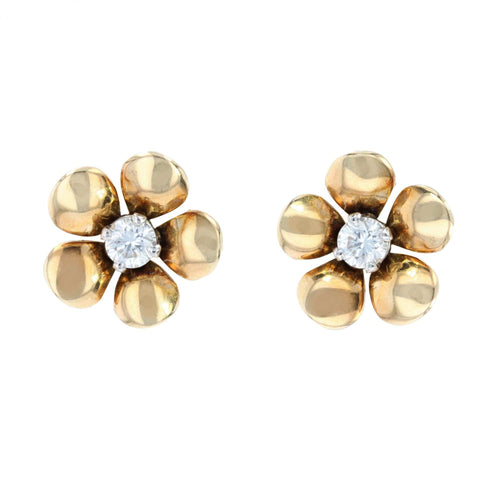 Boucles d'oreilles Boucles d'oreilles fleur or jaune diamant 58 Facettes 21-754