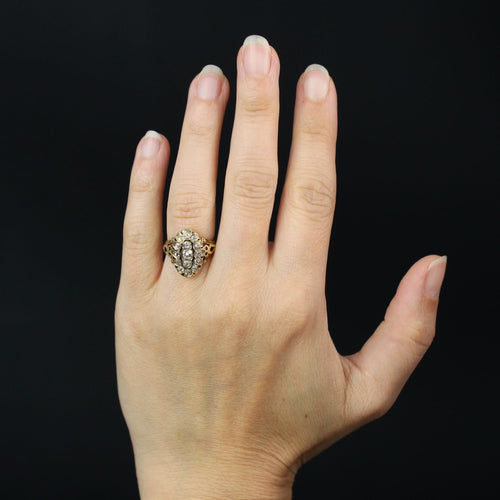 Bague 44 Bague ancienne diamants émail noir 58 Facettes 23-206