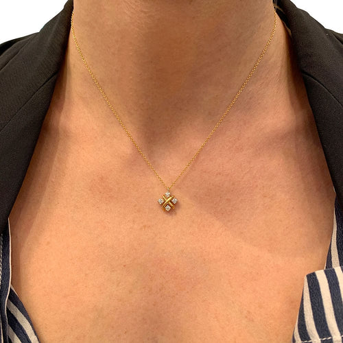Collier Collier Tiffany&Co. Schlumberger, "Lynn", or jaune, platine et diamants. 58 Facettes 31266