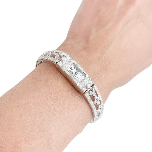Montre Montre Art Déco en platine, or blanc et diamants. 58 Facettes 31334