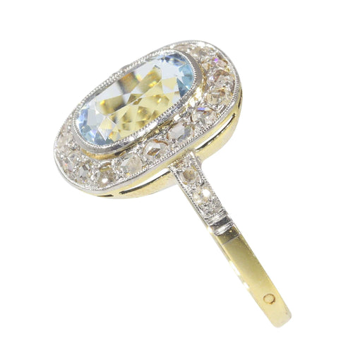 Bague 54 Bague de fiançailles Belle Epoque diamant et aigue-marine 58 Facettes 23139-0010