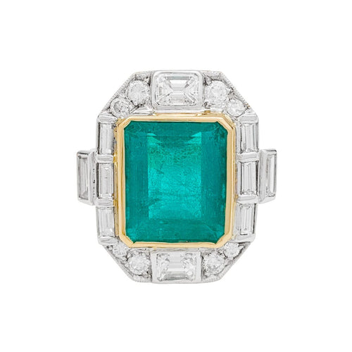 Bague 55 Bague deux ors émeraude et diamants. 58 Facettes 30866