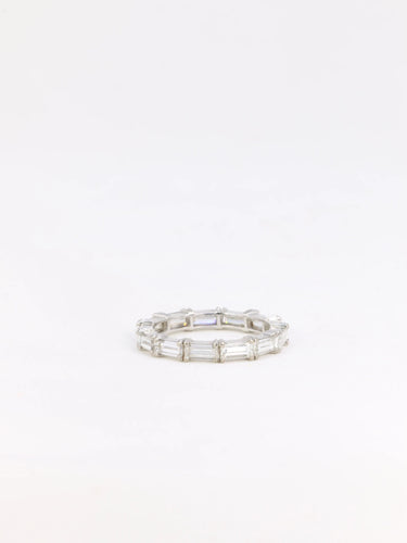 Bague Alliance américaine or blanc 13 diamants taille baguette 58 Facettes 812