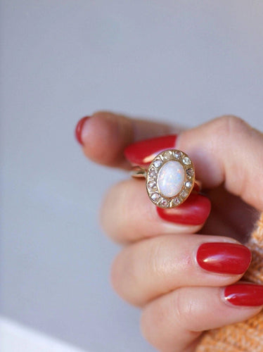 Bague Bague de fiançailles opale entourage diamants 58 Facettes