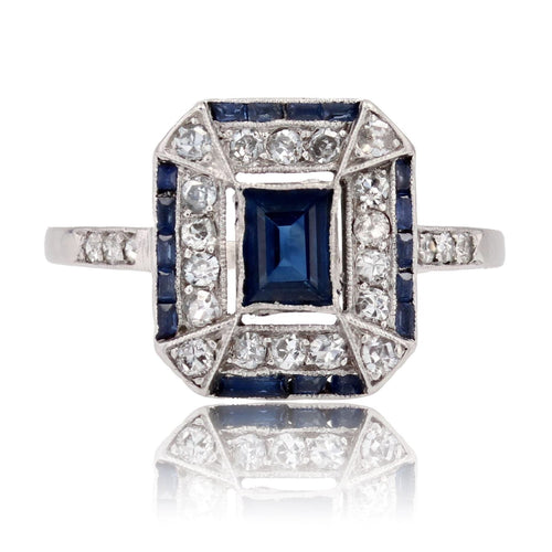 Bague 55 Bague saphirs et diamants Art Déco 58 Facettes 23-262A