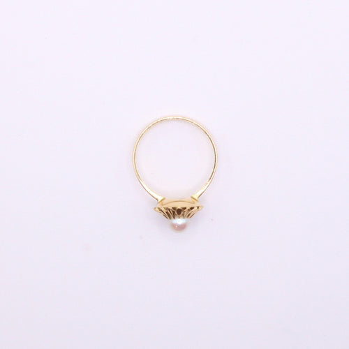 Bague Bague Or jaune Perle blanche 58 Facettes
