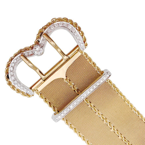 Bracelet Bracelet vintage "Ceinture", or rose et diamants. 58 Facettes 32557